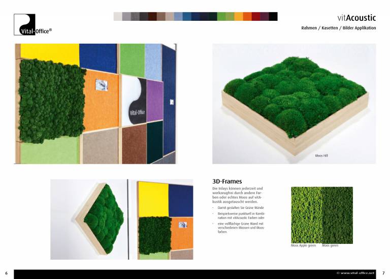 vitAcoustic 3d-frames - 高度可吸收的多变声学图片19种颜色的竹制框架，隔墙和天花板帆，还有真苔