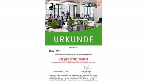 18.03.2011 - Ausbildungsreihe:  2.  &quot;Die Vital-Office Produkte und Planungsbeispiele&quot; .. gesunde Büros in der Praxis