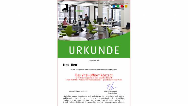 15.07.2011 - Ausbildungsreihe:  2.  &quot;Die Vital-Office Produkte und Planungsbeispiele&quot; .. gesunde Büros in der Praxis