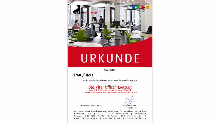 13.05.2011 - Ausbildungsreihen 1&amp;2:  1. &quot;Das Vital-Office Konzept&quot; .. für mehr Lebensqualität in einer gesunden Bürowelt.