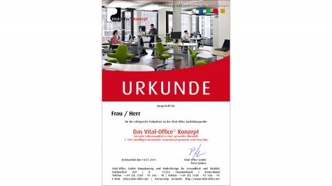 29.09.2011 - Ausbildungsreihe:  1. &quot;Das Vital-Office Konzept&quot; .. für mehr Lebensqualität in einer gesunden Bürowelt.