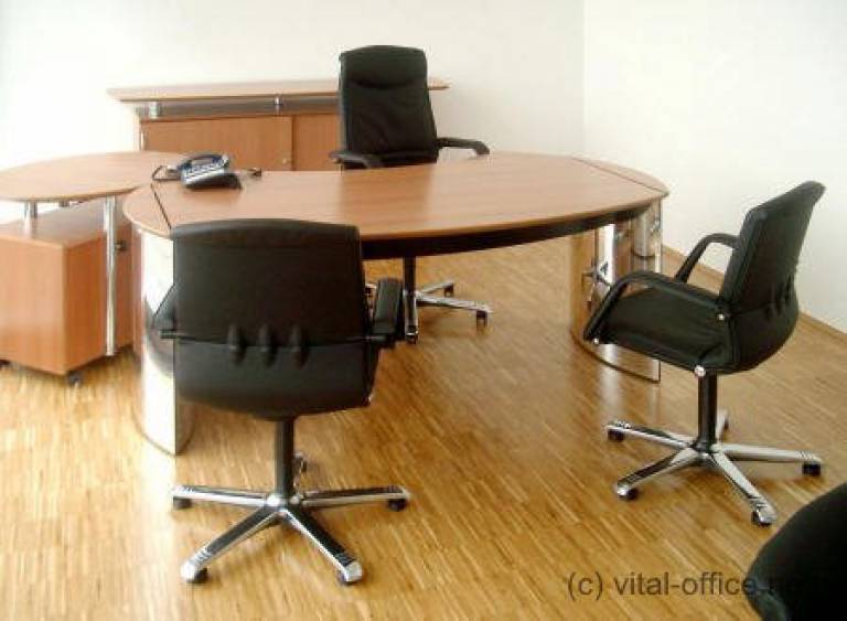 circon executive classic - Executive Desk - Polished Chrome with Swiss Pear tree