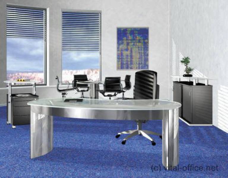 circon 行政经典-办公桌-玻璃和不锈钢